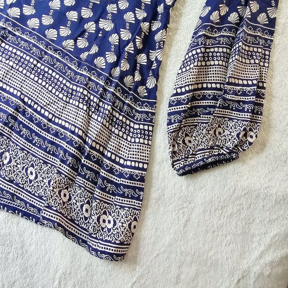 Band of Gypsies ✦ Navy Cream Boho Tunic Dress ✦ Long Sleeve Keyhole XS EUC - Picture 10 of 16